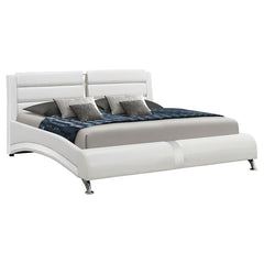 Jeremaine Upholstered Eastern King Sleigh Bed White - 300345KE
