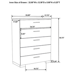 Felicity 5-piece California King Bedroom Set White Gloss - 203500KW-S5