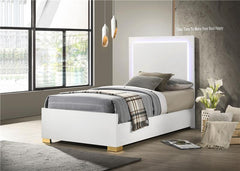 Marceline Wood Twin LED Panel Bed White - 222931T