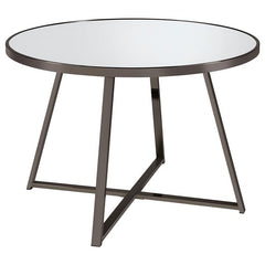 Jillian Round Dining Table with Tempered Mirror Top Black Nickel - 120630