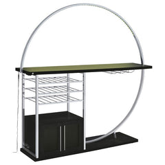 Risley 2-door Circular LED Home Bar with Wine Storage Dark Charcoal - 182799