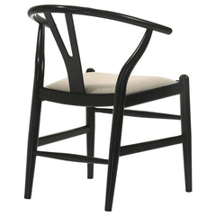Cortona Danish Y-Shaped Back Wishbone Dining Side Chair Black and Beige (Set of 2) - 108482