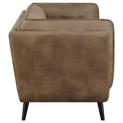 Thatcher Upholstered Tuxedo Arm Tufted Sofa Brown - 509421