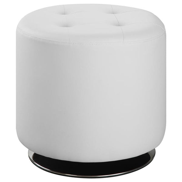 Bowman Round Upholstered Tufted Swivel Ottoman White - 500554