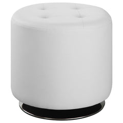 Bowman Round Upholstered Tufted Swivel Ottoman White - 500554