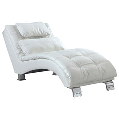 Dilleston Faux Leather Upholstered Tufted Chaise White - 550078