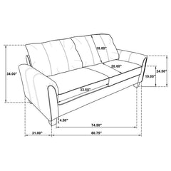Davis 3-piece Upholstered Rolled Arm Sofa Grey - 509634-S3