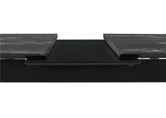 Crestmont Rectangular Dining Table with Faux Marble Top and 16" Self-Storing Extension Leaf Black - 121251