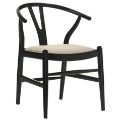Cortona Danish Y-Shaped Back Wishbone Dining Side Chair Black and Beige (Set of 2) - 108482