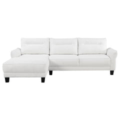 Caspian Upholstered Curved Arm Chaise Sectional Sofa White - 509550