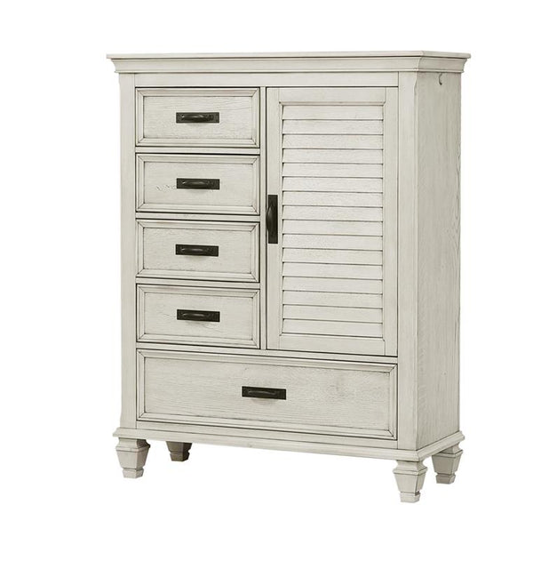 Franco 5-drawer Door Chest Antique White - 205338