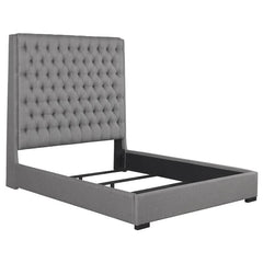 Camille Upholstered Eastern King Panel Bed Grey - 300621KE
