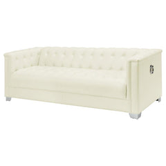 Chaviano Upholstered Track Arm Sofa Pearl White - 505391