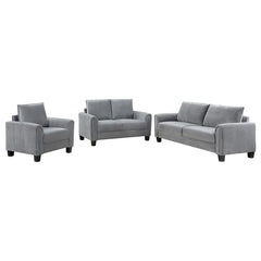 Davis 3-piece Upholstered Rolled Arm Sofa Grey - 509634-S3