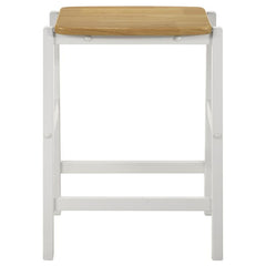 Hollis Wood Counter Height Backless Bar Stool Brown and White (Set of 2) - 122247