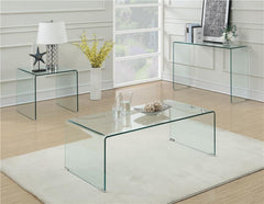 Ripley Rectangular Tempered Bent Glass Coffee Table Clear - 705328