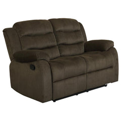 Rodman Upholstered Padded Arm Reclining Loveseat Olive Brown - 601882