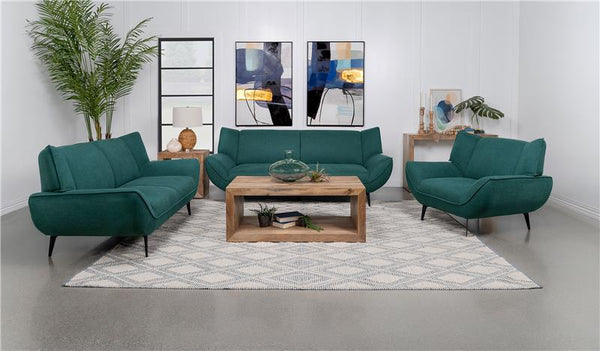 Acton 3-piece Upholstered Flared Arm Sofa Set Teal Blue - 511161-S3