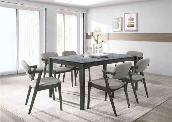 Stevie Rectangular Faux Marble Top Dining Table Grey and Black - 115111SLT