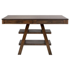 Dewey 2-drawer Counter Height Table with Open Shelves Walnut - 115208