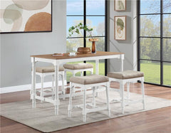 Martina 5-piece Rectangular Counter Height Dining Set with Stools Brown and White - 150375