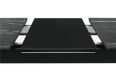 Crestmont Rectangular Dining Table with Faux Marble Top and 16" Self-Storing Extension Leaf Black - 121251