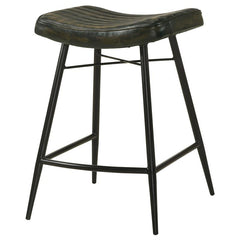 Bayu Leather Upholstered Saddle Seat Backless Counter Height Stool Antique Espresso and Black (Set of 2) - 109258