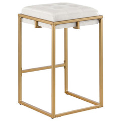 Nadia Square Padded Seat Counter Height Stool (Set of 2) Beige and Gold - 183645