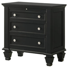 Sandy Beach 3-drawer Nightstand Black - 201322
