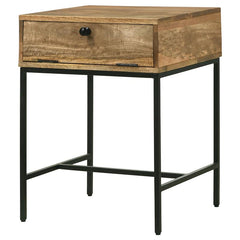 Stephie Rectangular Side End Table with Storage Honey Brown - 704697