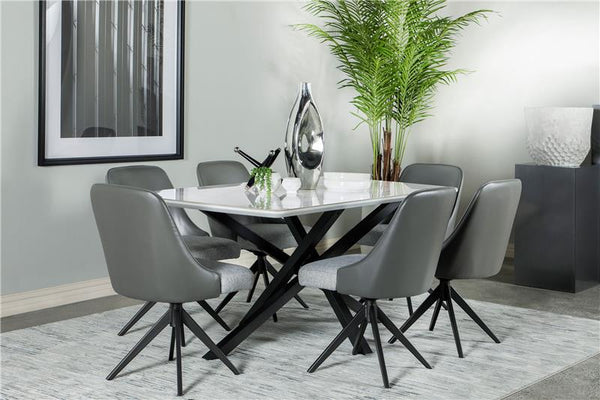 Paulita 7-piece Rectangular Dining Set White and Grey - 110711-S7