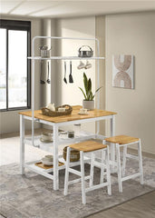 Hollis 3-piece Kitchen Island Counter Height Table with Stools Brown and White - 122246-S3