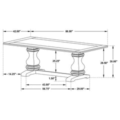 Parkins Double Pedestals Dining Table Rustic Espresso - 107411