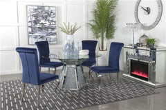 Quinn Hexagon Pedestal Glass Top Dining Table Mirror - 115561