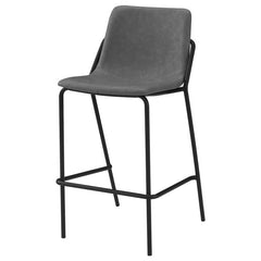 Earnest Solid Back Upholstered Bar Stools Grey and Black (Set of 2) - 183453