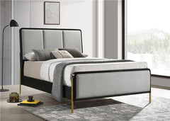 Arini Upholstered Eastern King Panel Bed Black and Grey - 224331KE