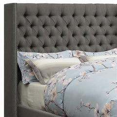 Bancroft Upholstered Eastern King Wingback Bed Grey - 301405KE
