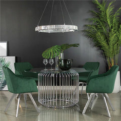Veena 60" Round Glass Top Dining Table Clear and Chrome - 193430BG