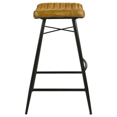 Bayu Leather Upholstered Saddle Seat Backless Bar Stool Antique Camel and Black (Set of 2) - 109249