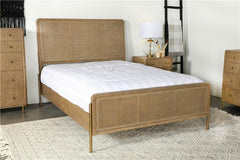 Arini Rattan Queen Panel Bed Sand Wash and Natural Cane - 224300Q