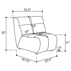 Charlotte Upholstered Curved Armless Chair Ivory - 551300AC