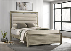 Giselle Wood Eastern King Panel Bed Rustic Beige - 224391KE