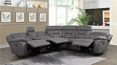 Higgins Upholstered Power Reclining Sectional Sofa Grey - 600370