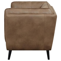 Thatcher Upholstered Tuxedo Arm Tufted Loveseat Brown - 509422