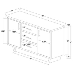 Sherry 3-drawer Marble Top Dining Sideboard Server White and Rustic Espresso - 115515