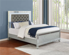 Gunnison Wood Queen LED Panel Bed Silver Metallic - 223211Q