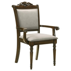 Willowbrook Upholstered Dining Armchair Grey and Chestnut (Set of 2) - 108113