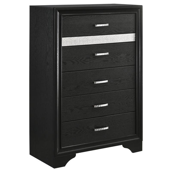 Miranda 5-drawer Chest Black and Rhinestone - 206365