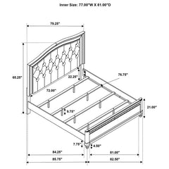 Bling Game 5-piece Eastern King Bedroom Set Platinum - 204181KE-S5