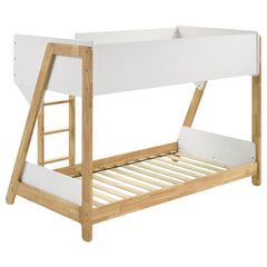 Wyatt Wood Twin Over Twin Bunk Bed White and Natural - 460510